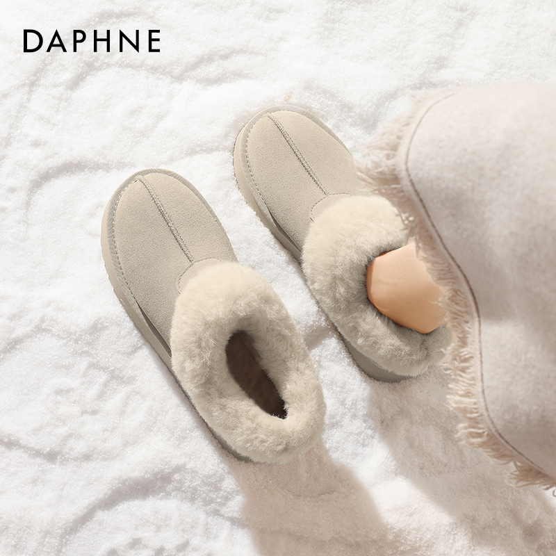 达芙妮雪地靴女2025冬季爆款加绒加厚短靴毛毛靴东北保暖厚底棉鞋