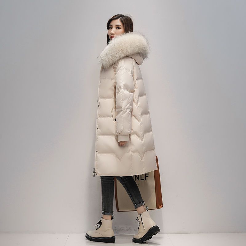 波司登羽绒服女2023年新款冬季韩版中长款过膝白鸭绒宽松加厚大毛
