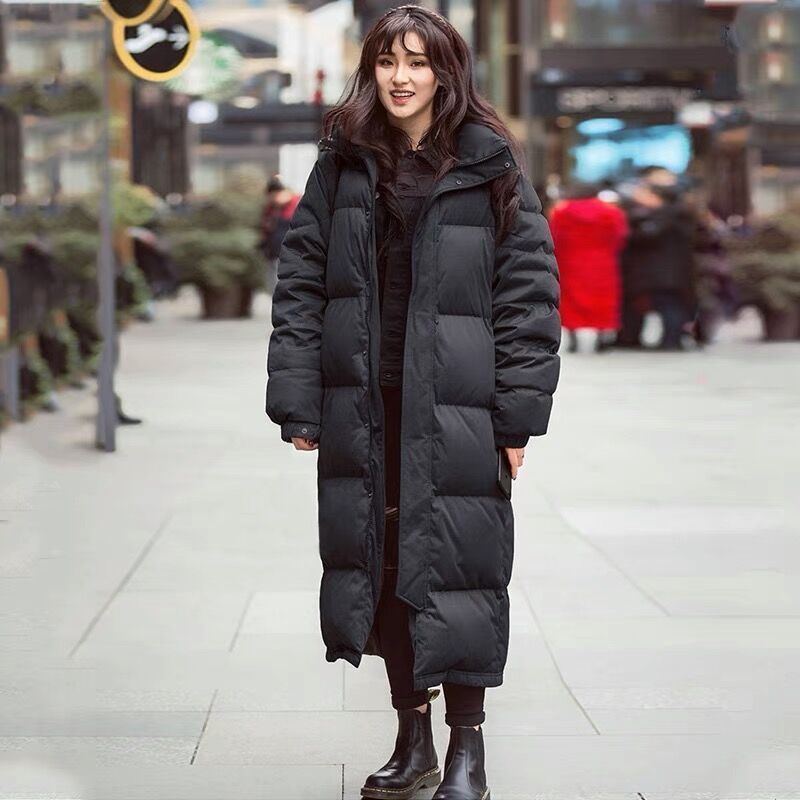 波司登中戏羽绒服男女超中长款过膝2023新款黑色加厚宽松白鸭绒情