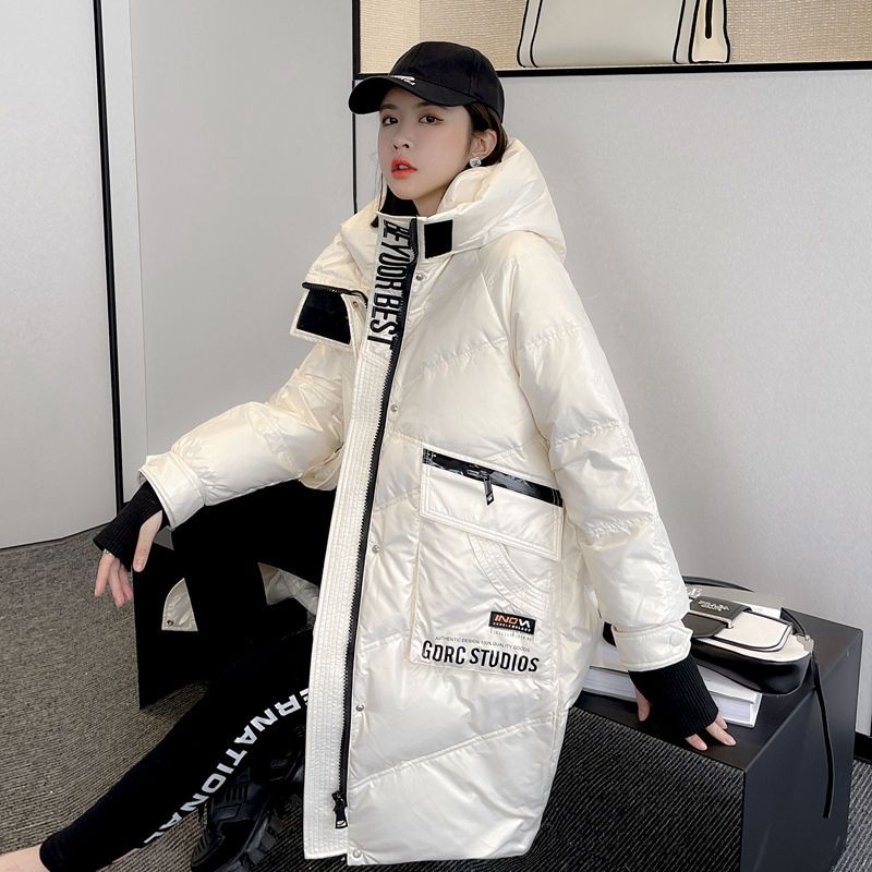 波司登爆款羽绒服女2023新款中长款高档亮面免洗洋气白鸭绒羽绒冬