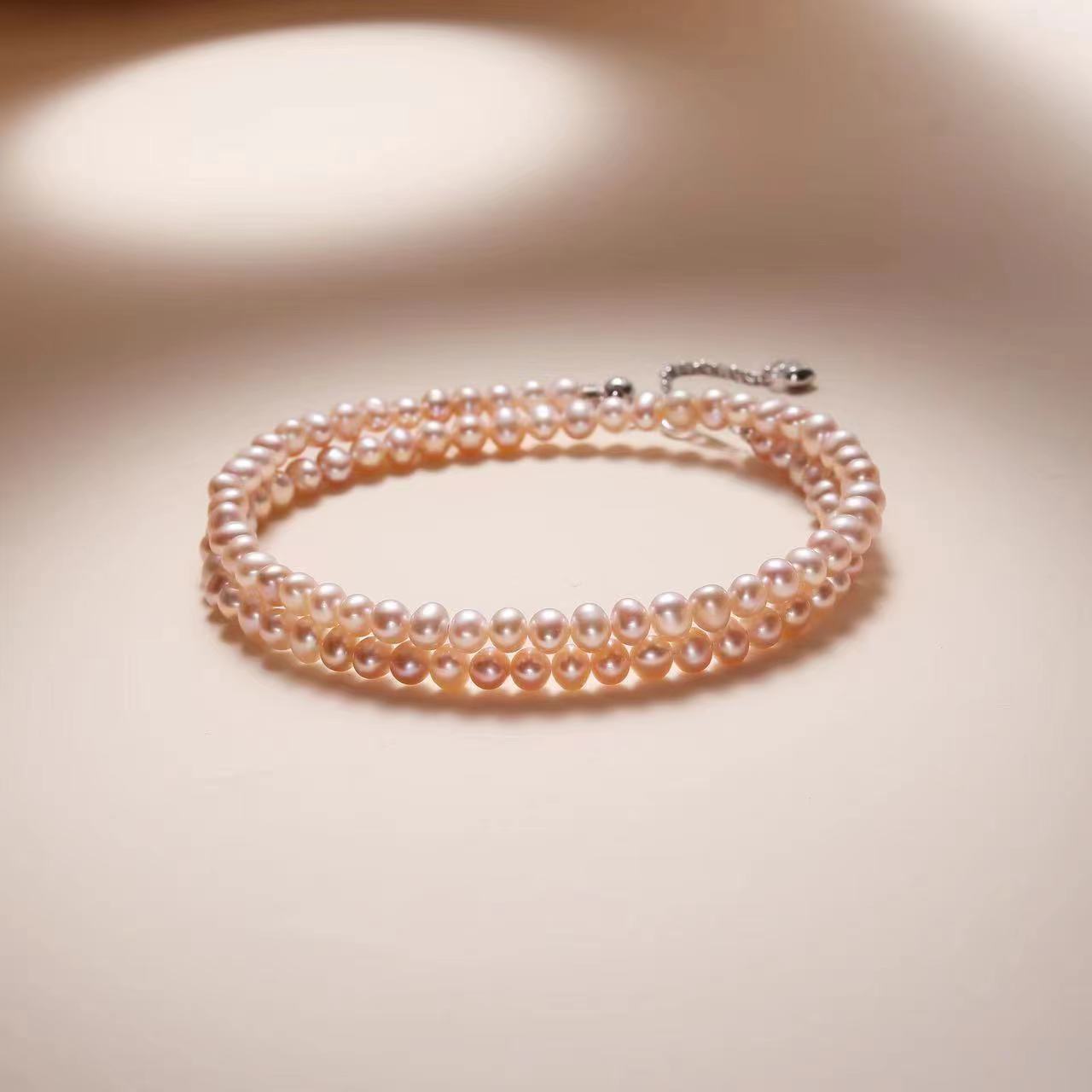 （淼）4到4.5mm炫彩紫色小米珠珍珠项链