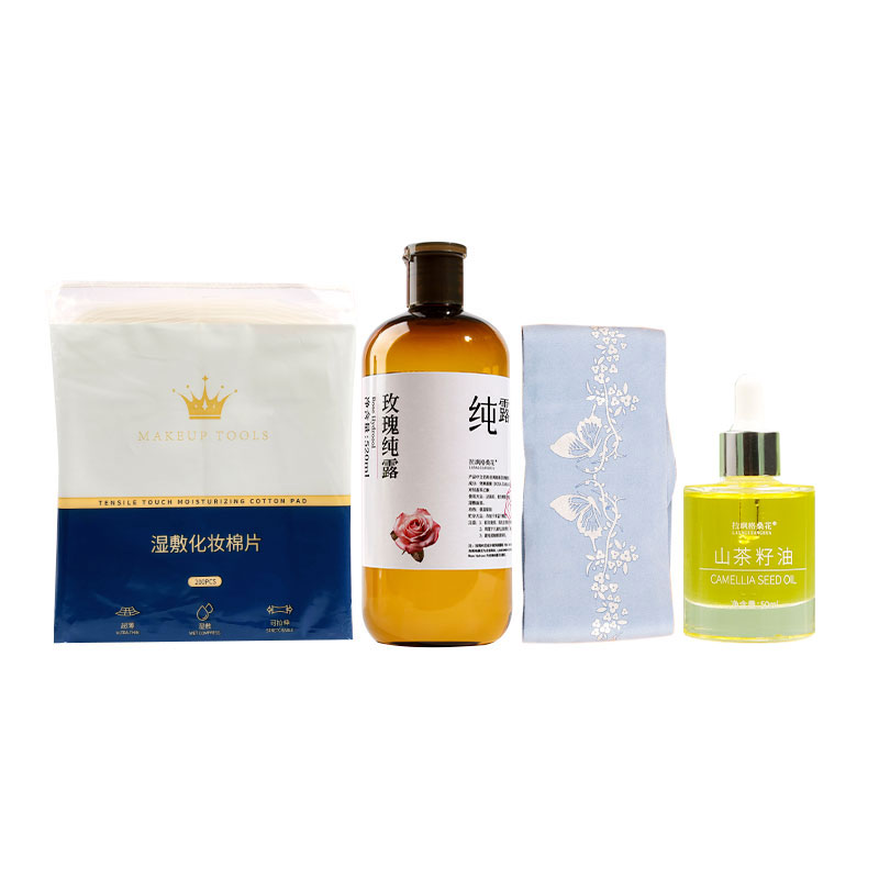 （淼）山茶籽油1瓶+湿敷棉一包+颈膜带2条+玫瑰纯露一瓶