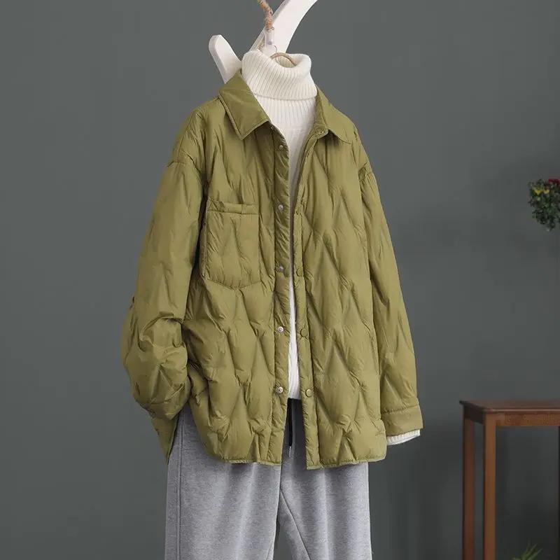 羽绒衣爆款轻薄款衬衫羽绒服女年秋冬新款休闲宽松显瘦夹羽绒保暖