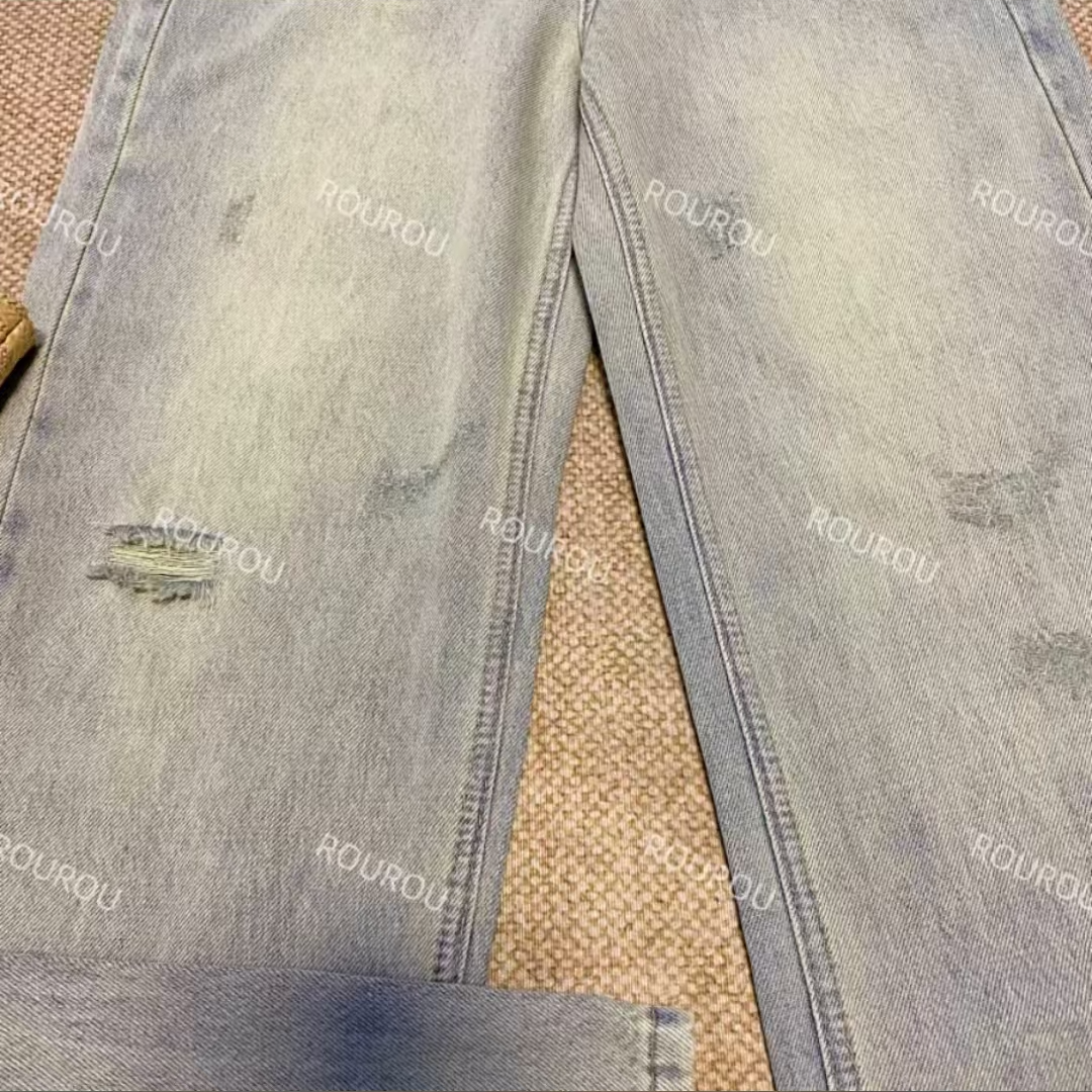 显瘦百搭韩版时尚小个子浅蓝新款春秋水洗显高牛仔裤635破洞