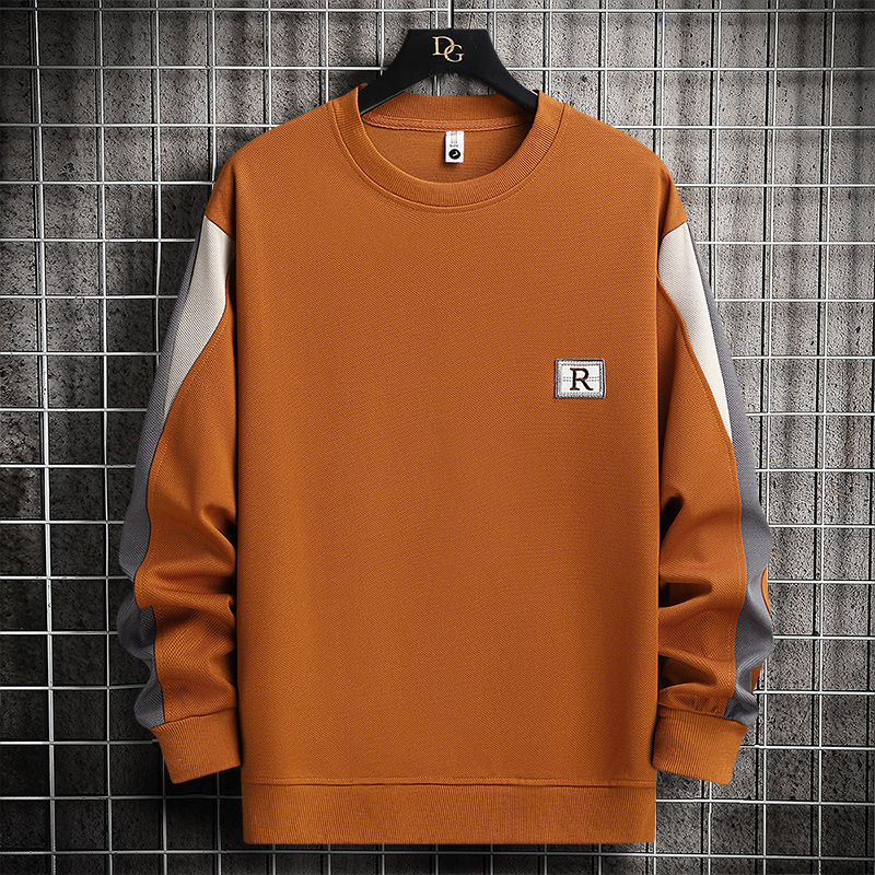 春秋季圆领卫衣男士2025新款青年潮流时尚无帽套头长袖打底体恤衫