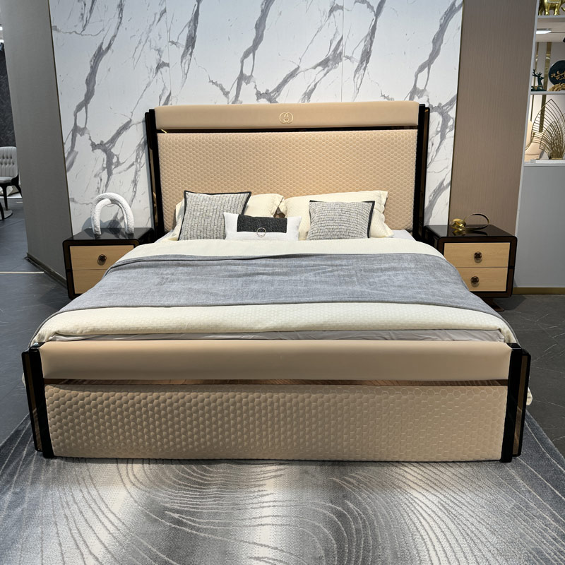 法式现代真皮床11.8米婚床意式轻奢主卧高端双人高床x2