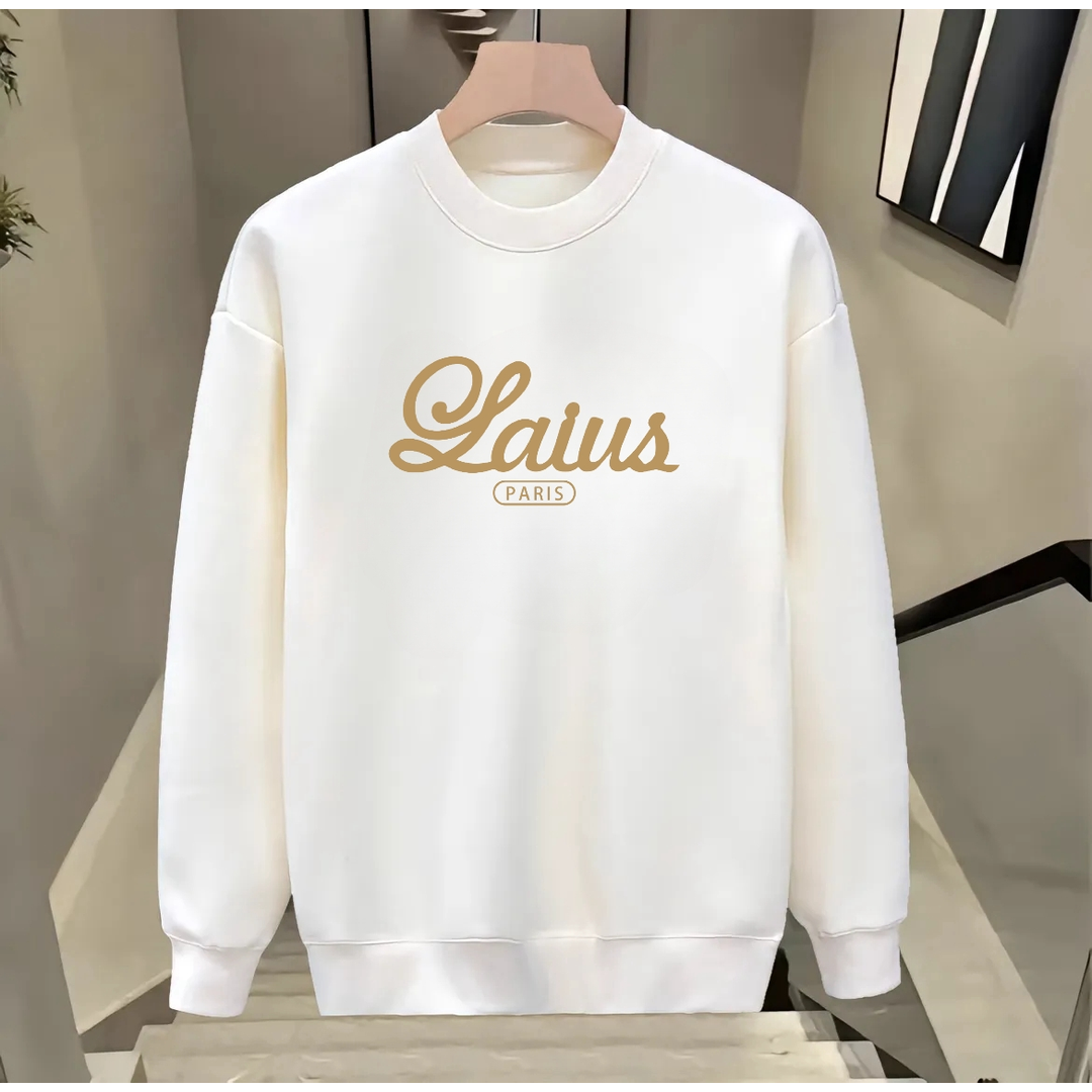 秋冬新款男士百搭休闲修身卫衣潮流前卫高档帅气打底印花圆领套头