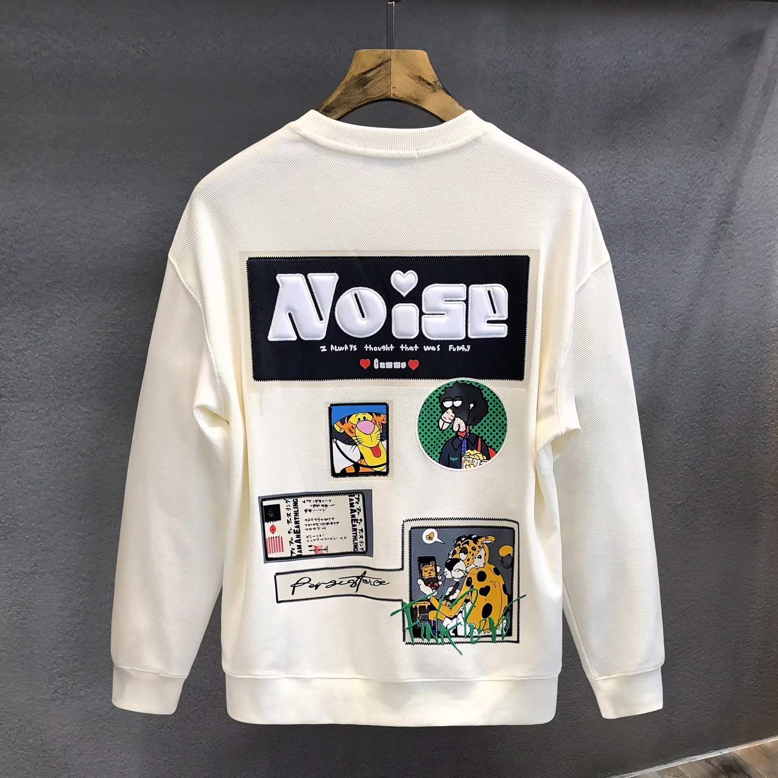 时尚高端印花潮牌圆领卫衣男士春秋美式休闲新款上衣男装日系长袖