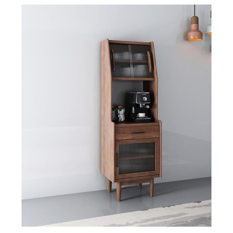 日式实木餐边柜窄型一体靠墙高柜小尺寸北欧风格厨房微波炉烤箱柜