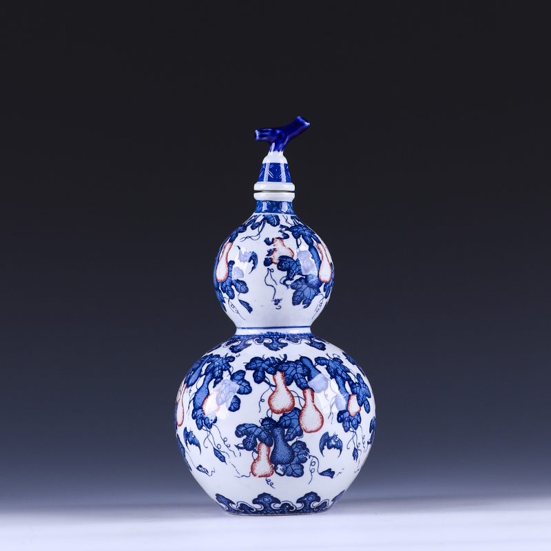 景德镇陶瓷器葫芦空酒瓶1斤容量【高度22.5cm宽度10.5cm】