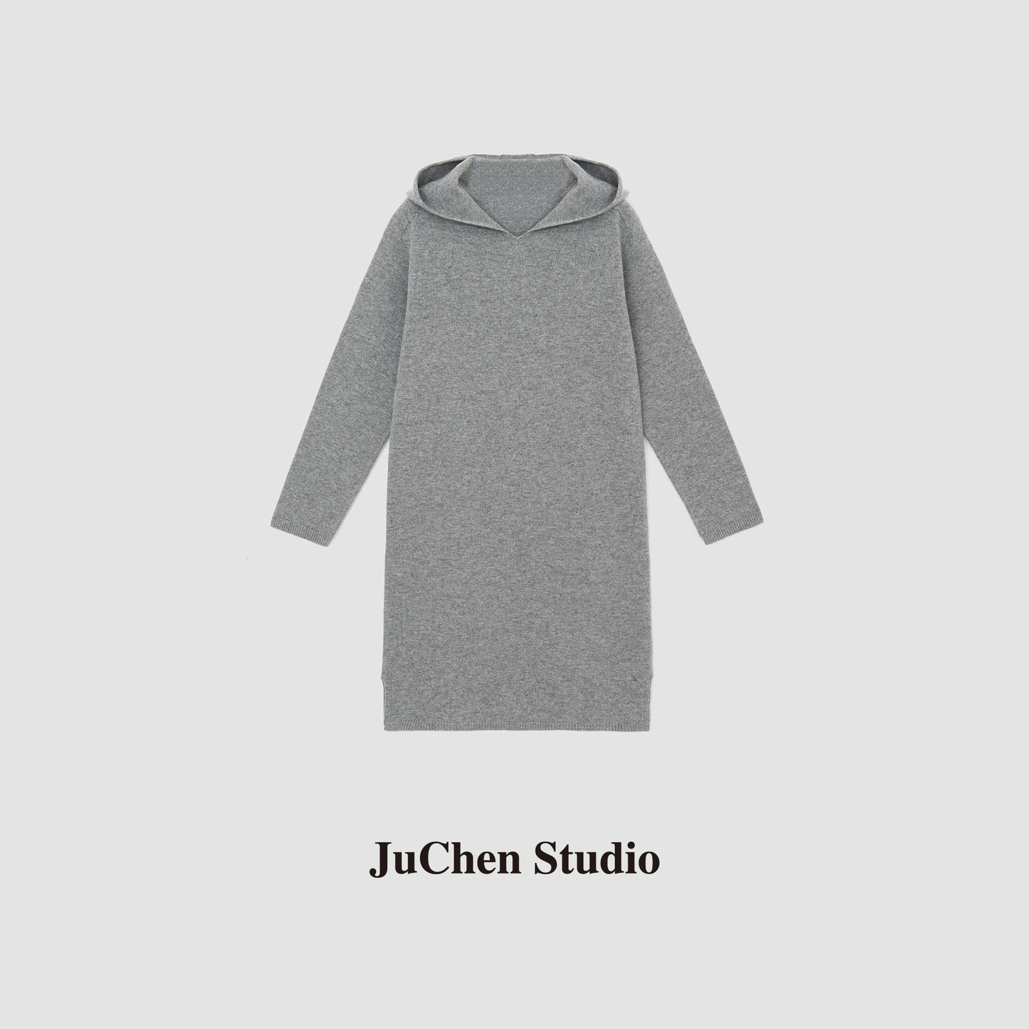 R0W风懒人时髦 微绒感羊毛叠穿廓形连帽长款连衣裙FWXGJC022-56