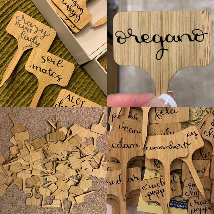 竹制多肉花卉插牌个性园艺植物指示牌景观标识签竹片异形雕刻切割