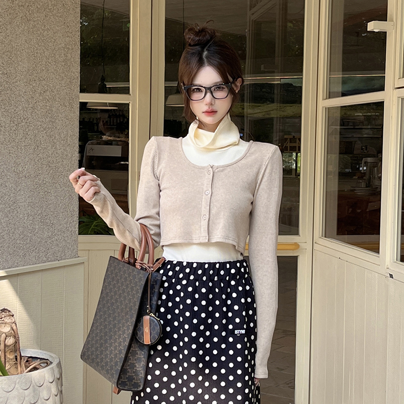 ISTYNI/卿苔官方店高领针织打底背心开衫套装两件套上衣女秋