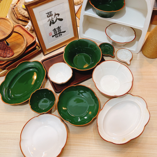 菖生系列陶瓷餐具 釉下彩 浮雕 纯色 汤碗 盘子 米饭碗 小碟子