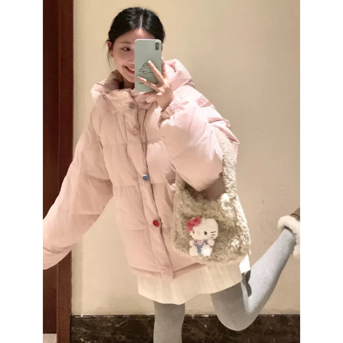 韩版棉服外套女彩扣冬季2024秋冬学生棉衣宽松保暖面包服