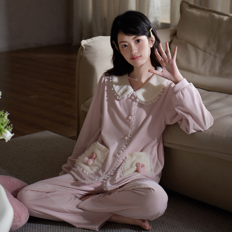 思莉太太【珍妮糖果】冬季睡衣女款海岛绒加厚甜美小个子冬天家居服