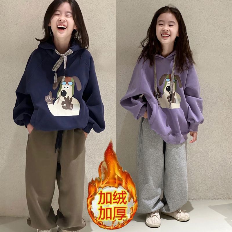 女童卫衣套装冬装2023新款洋气儿童时髦冬季衣服大童秋冬运动加绒