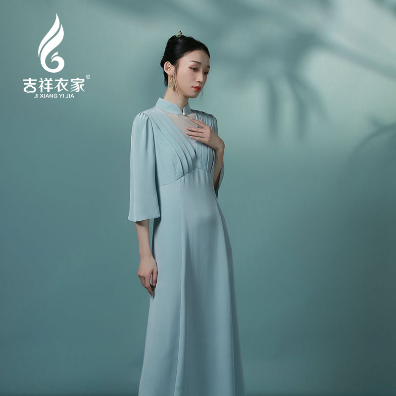 吉祥衣家【驿桥春雨时】新中式国风夏季女装连衣裙长裙932234068