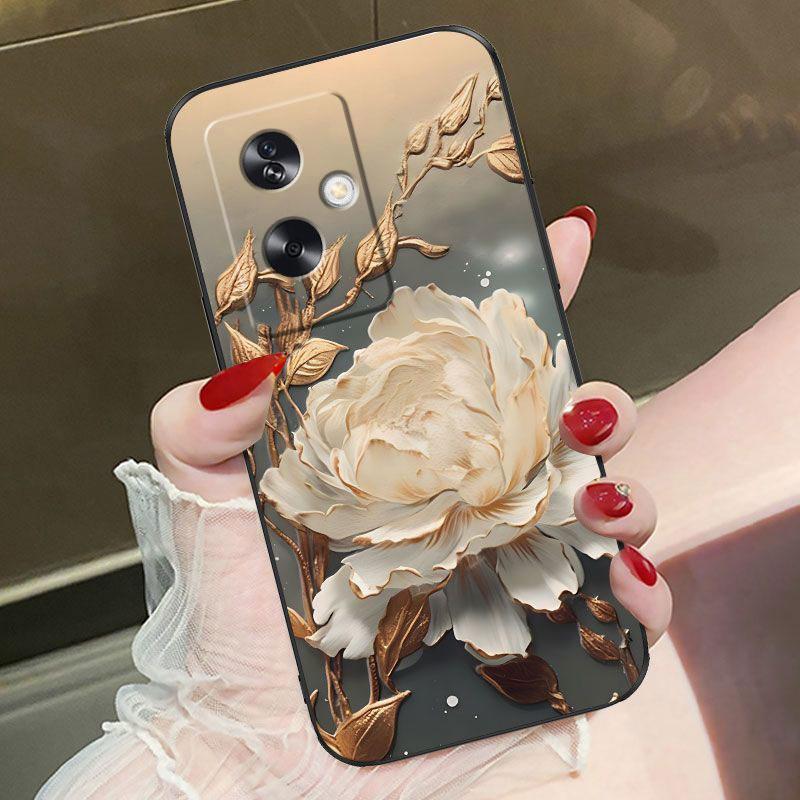 适用于OPPOA2手机壳欧珀a2白色玫瑰时尚女防摔软壳全包式
