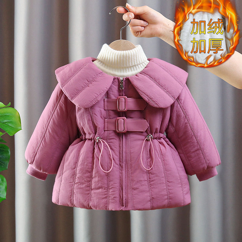 2023新款女童棉服宝宝秋冬衣服婴儿加厚儿童棉袄中长款加绒韩版潮
