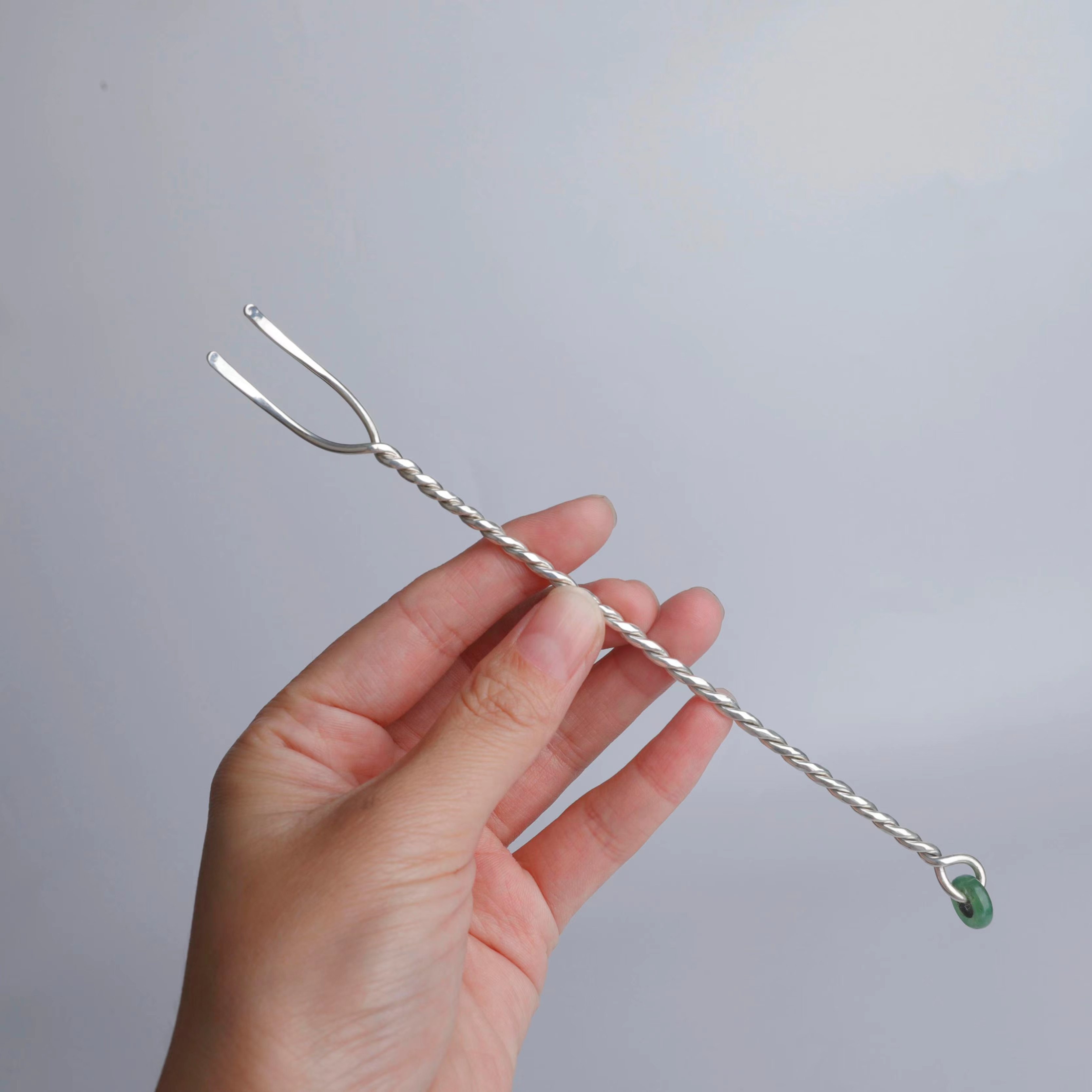 原创绞丝麻花形壶精致叉壶挑足银材质金色茶道银壶铁壶配件手工