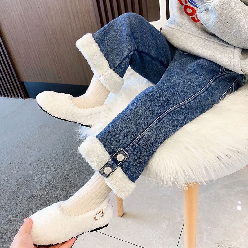 景景童装女童加绒牛仔裤一体绒秋冬装儿童加厚保暖裤子宝宝冬季Z