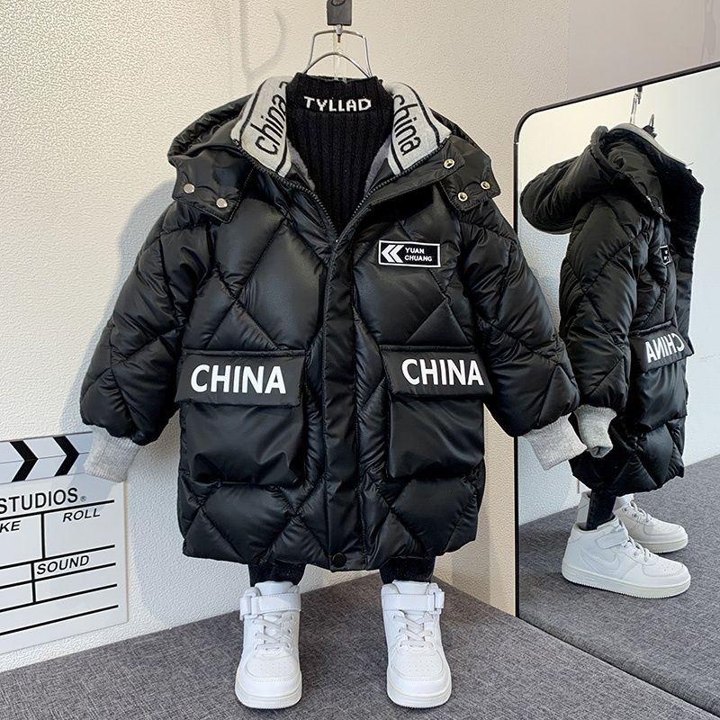 景景男童冬季棉衣2023年新款洋气宝宝羽绒服中长款儿童加厚棉袄Z