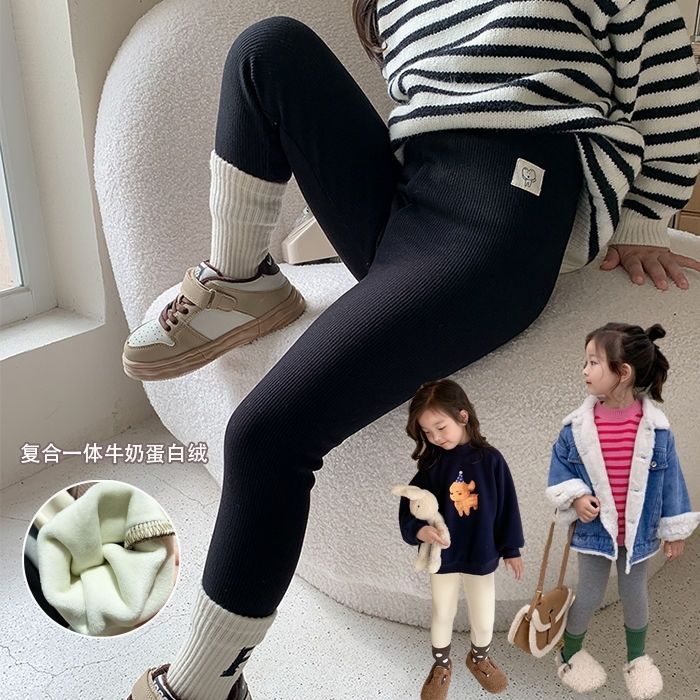 景景女童高弹加绒打底裤冬装儿童百搭加厚保暖紧身裤宝宝洋气休Z