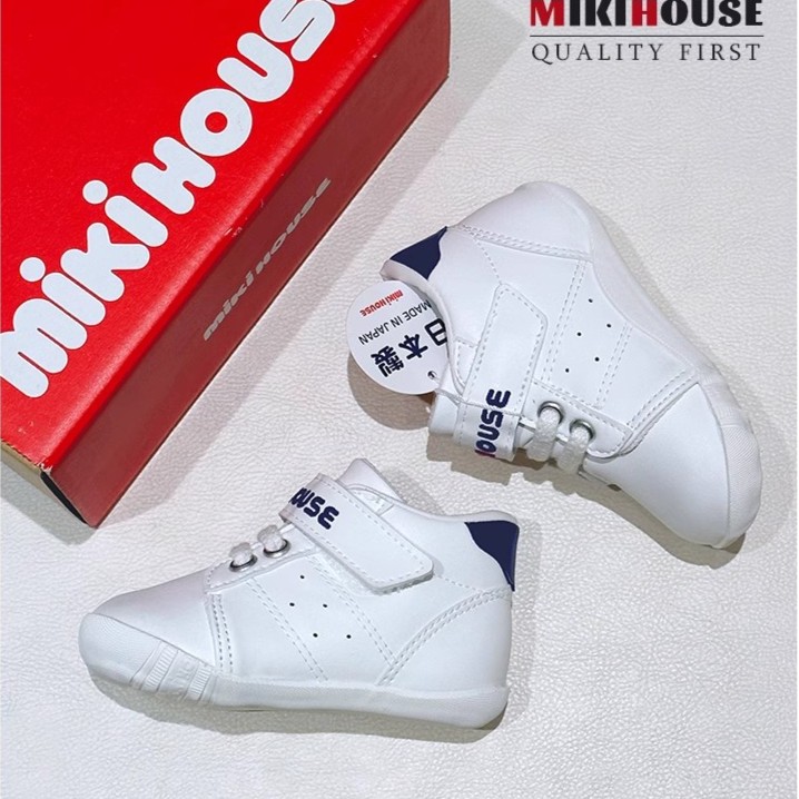 MIKIHOUSE男童女童一段刺绣logo白色学步鞋运动鞋13-9305-573