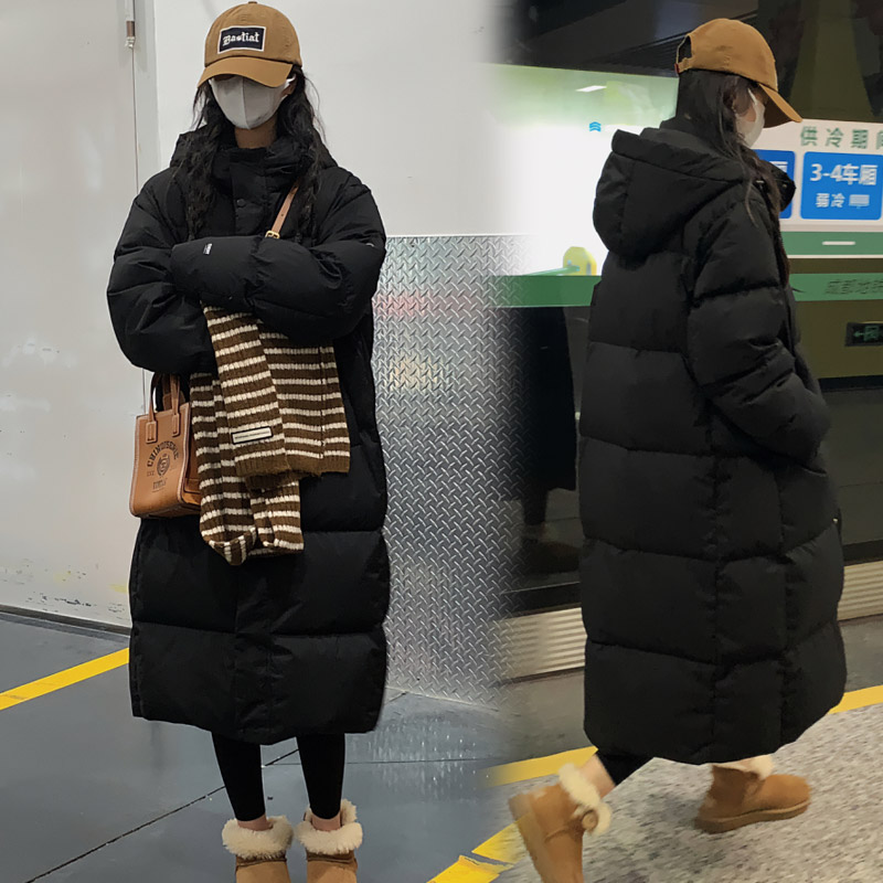 棉服女长款过膝棉衣加厚保暖情侣装棉袄学生棉衣宽松百搭韩版棉袄