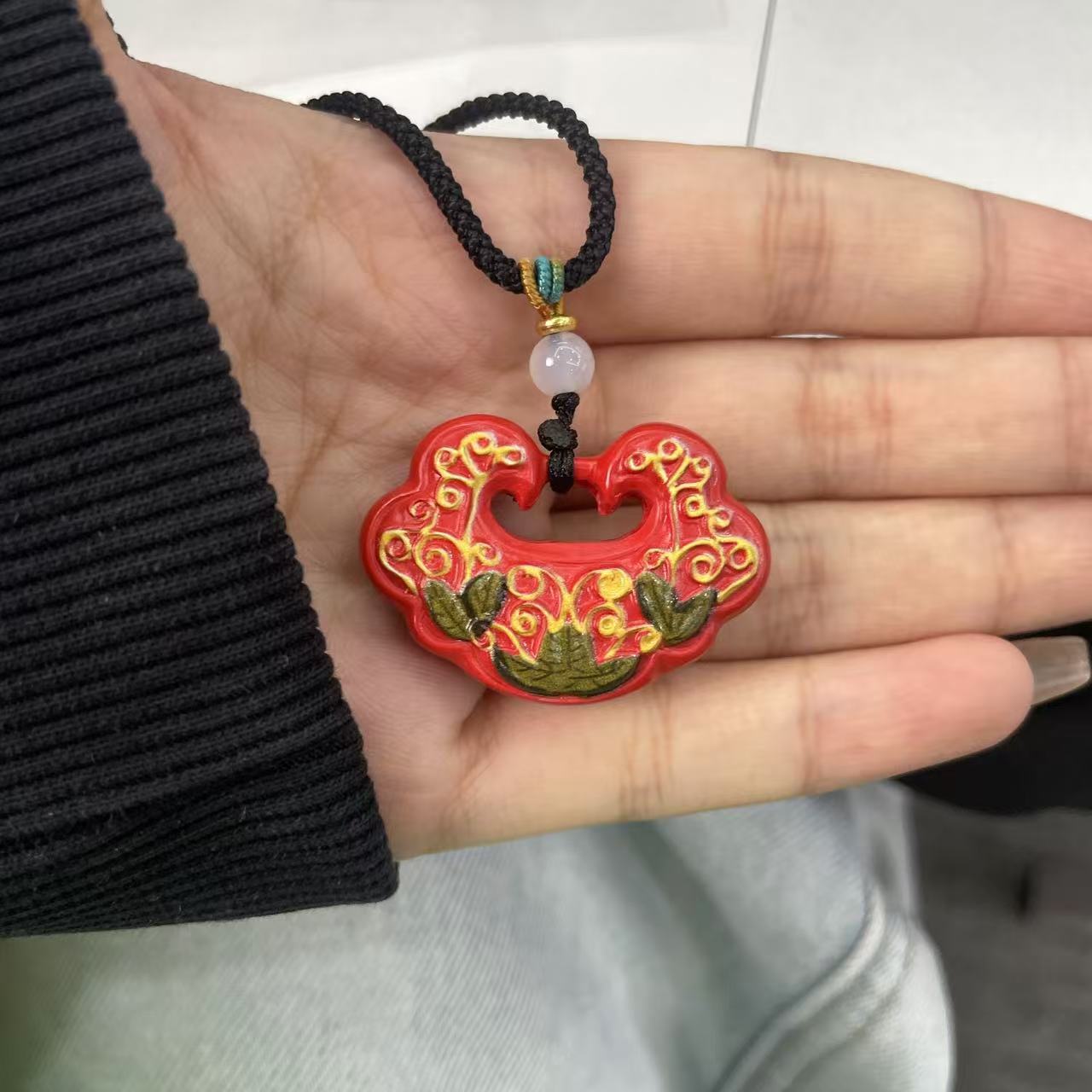 含辰砂工艺品高 朱砂莲花锁（备注）-921093