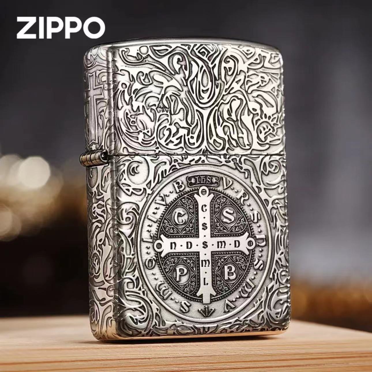 ZIPPO/之宝【纯银康斯坦丁】五面满雕盔甲经典款防风打火机DY8718DK