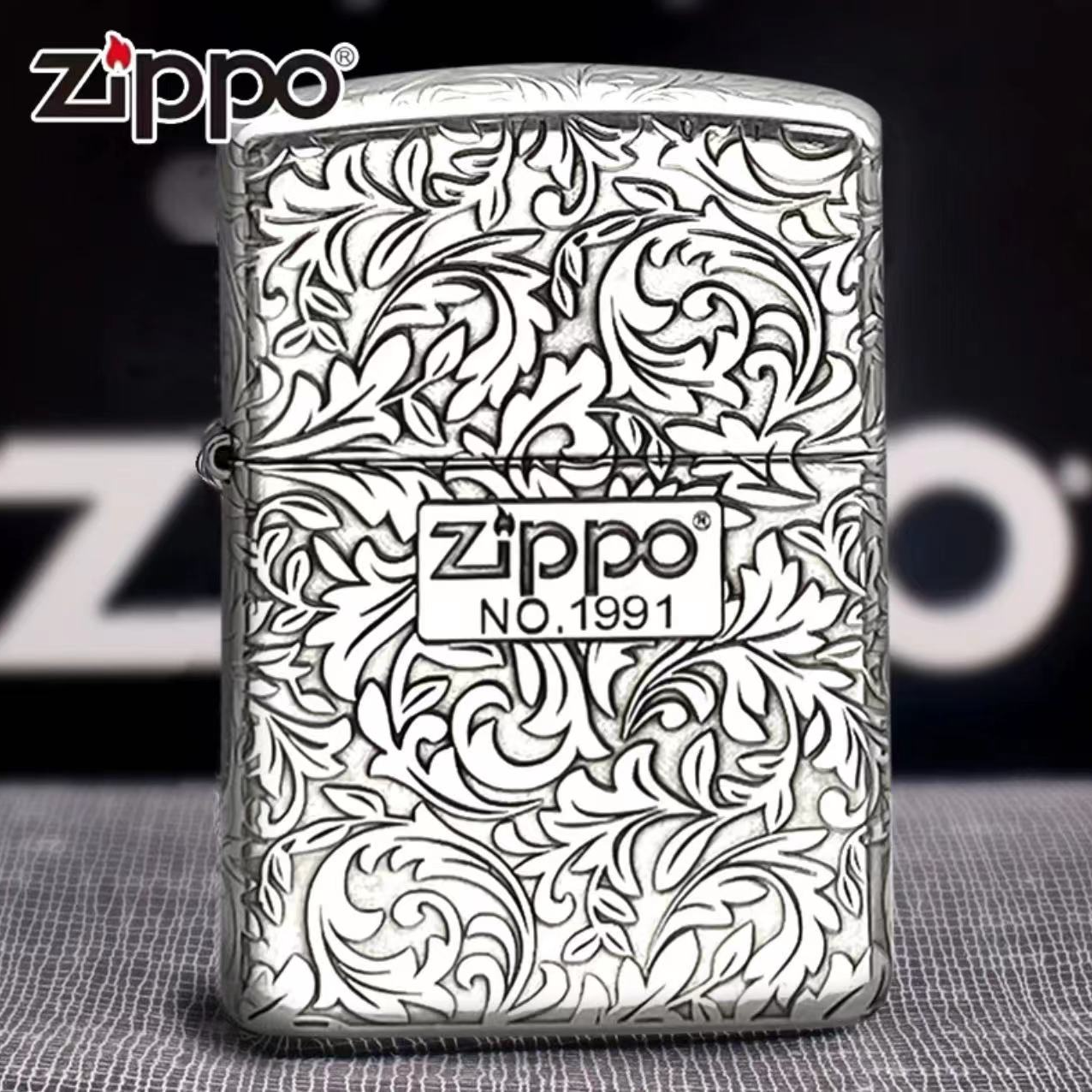ZIPPO/之宝【纯银唐草】五面浮雕银常规收藏防风打火机DYX1H1M1F2
