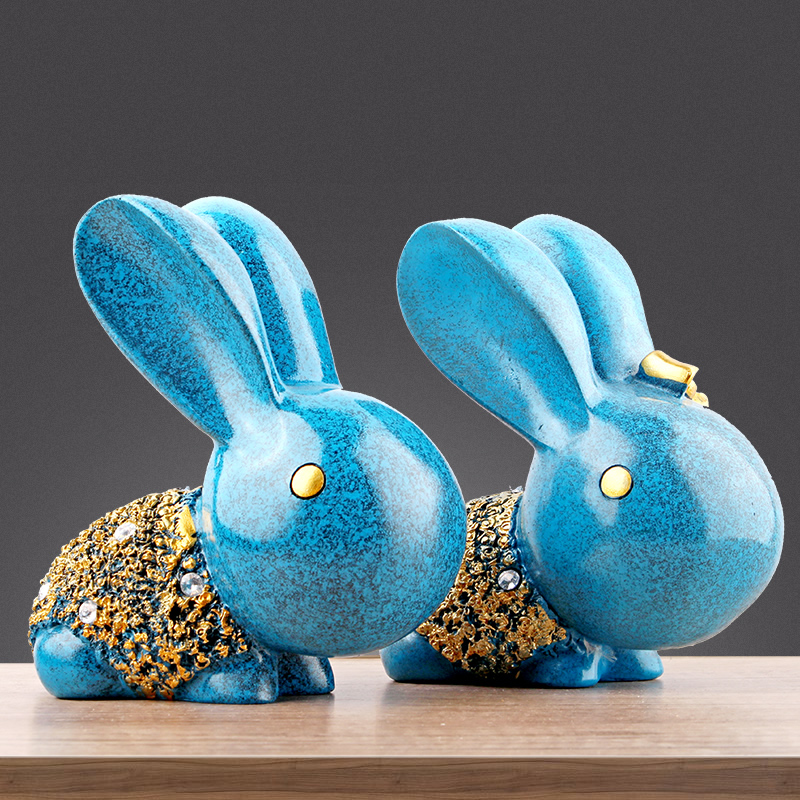 【源头厂家】现代轻奢情侣兔子酒柜摆件家居装饰创意客厅电视柜摆设