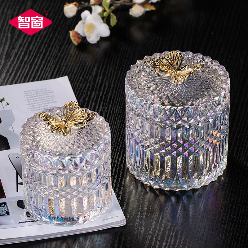 【小扬哥甄选】家用玻璃牙签筒牙线收纳盒装饰盒棉棒筒创意蝴蝶客