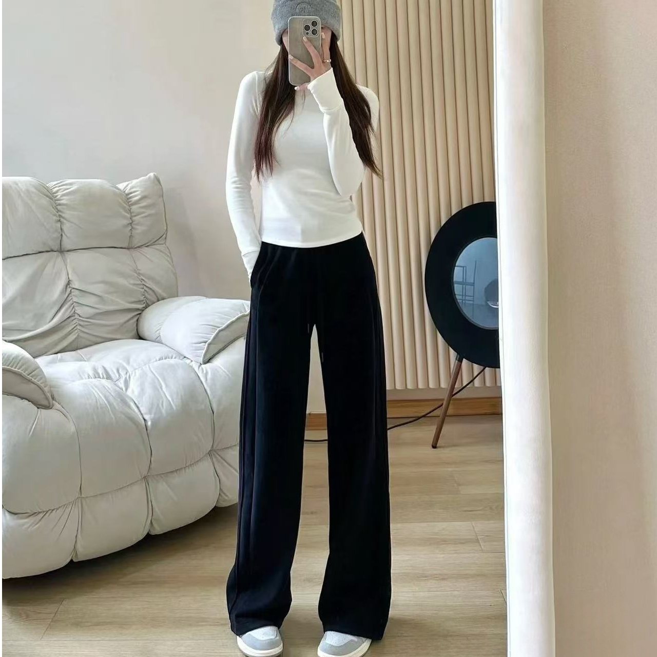 女士加绒直筒阔腿裤