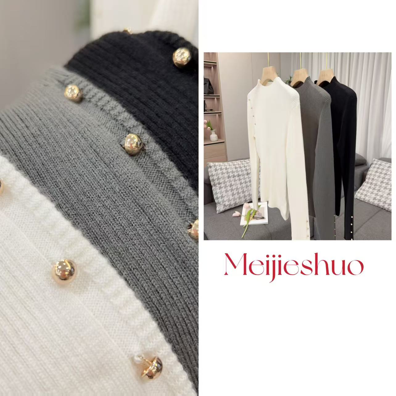 【美姐说】女可机洗半高领针织衫30WS831