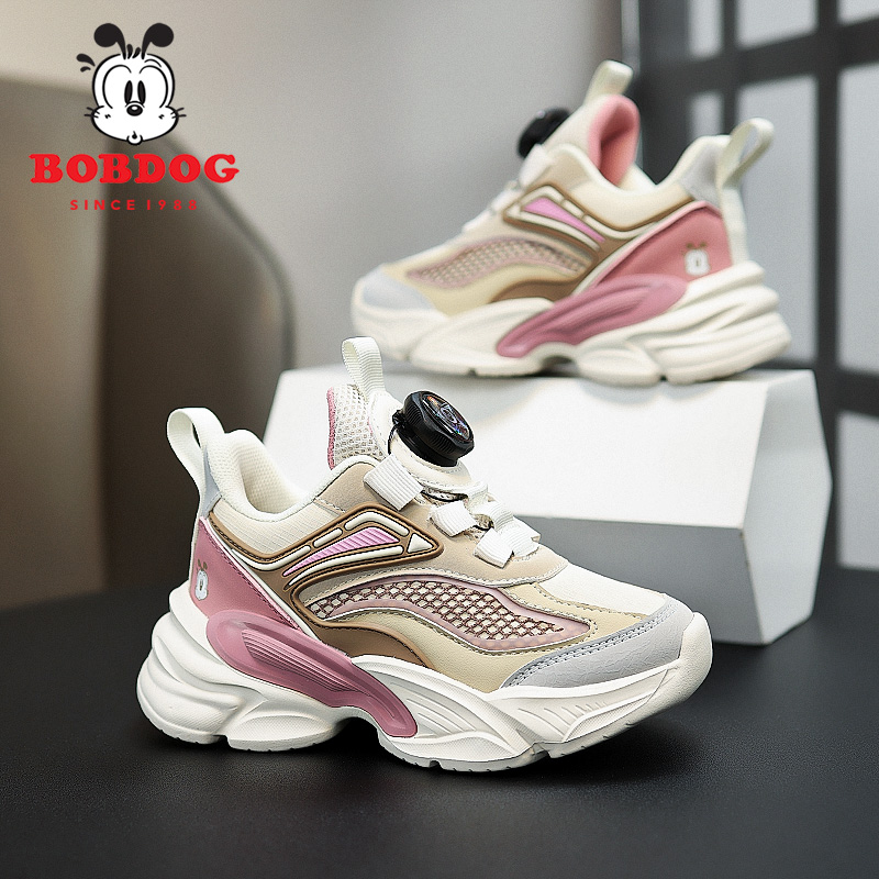 Bobdog/巴布豆2025秋冬保暖男女童运动休闲防滑软底包头童鞋透气