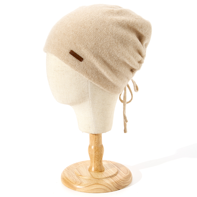 双层抽绳100纯山羊绒帽子加厚男女情侣大头围秋冬百搭堆堆帽文艺