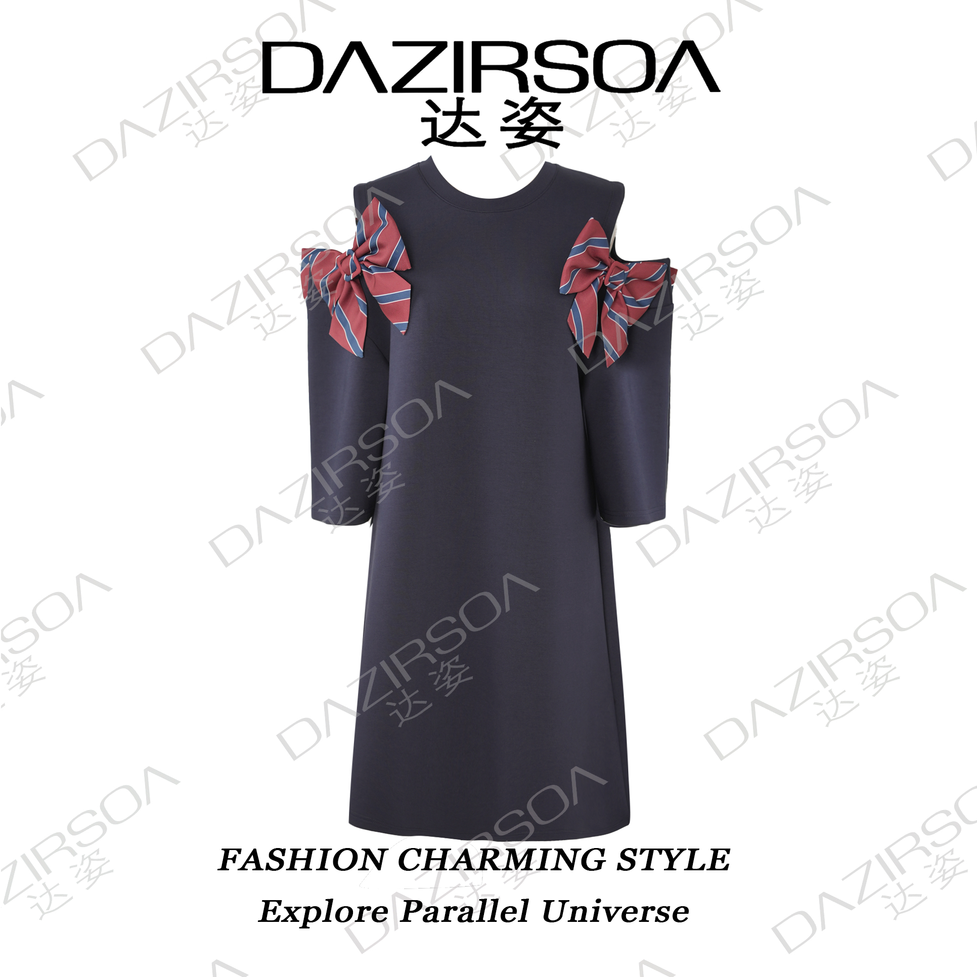 DAZIRSOA/达姿24AW//"蝴蝶结效应" 简约百搭露肩连衣裙 S816