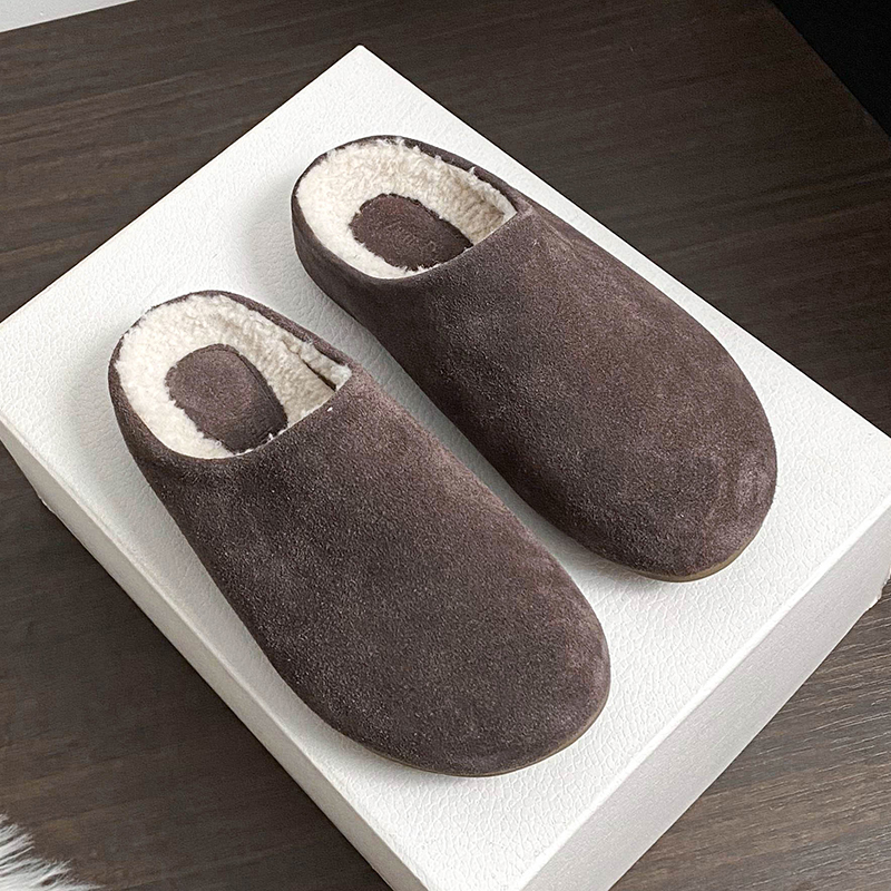 2024冬季新款休闲外穿真皮毛毛鞋勃肯鞋保暖舒适百搭女懒人外搭鞋