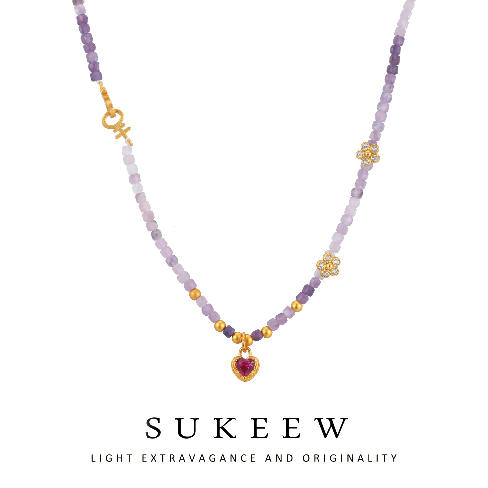 SUKEEW/酥可 镀k金 新中式百搭爱心轻奢时尚项链243106