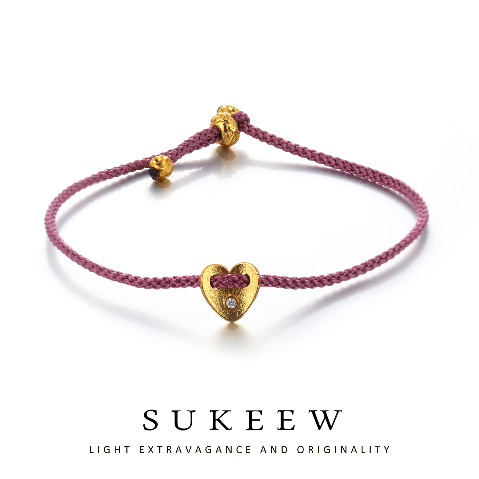 SUKEEW/酥可 铜合金布艺手链 小众时尚编织绳简约爱心手链340105