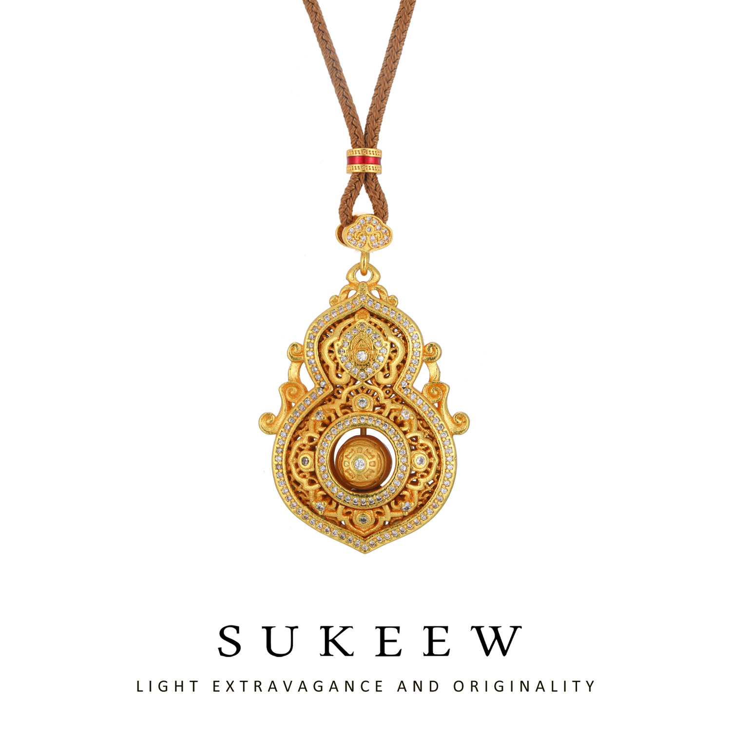SUKEEW/酥可 铜合金布艺项链 新中式人生四美精致葫芦项链668111