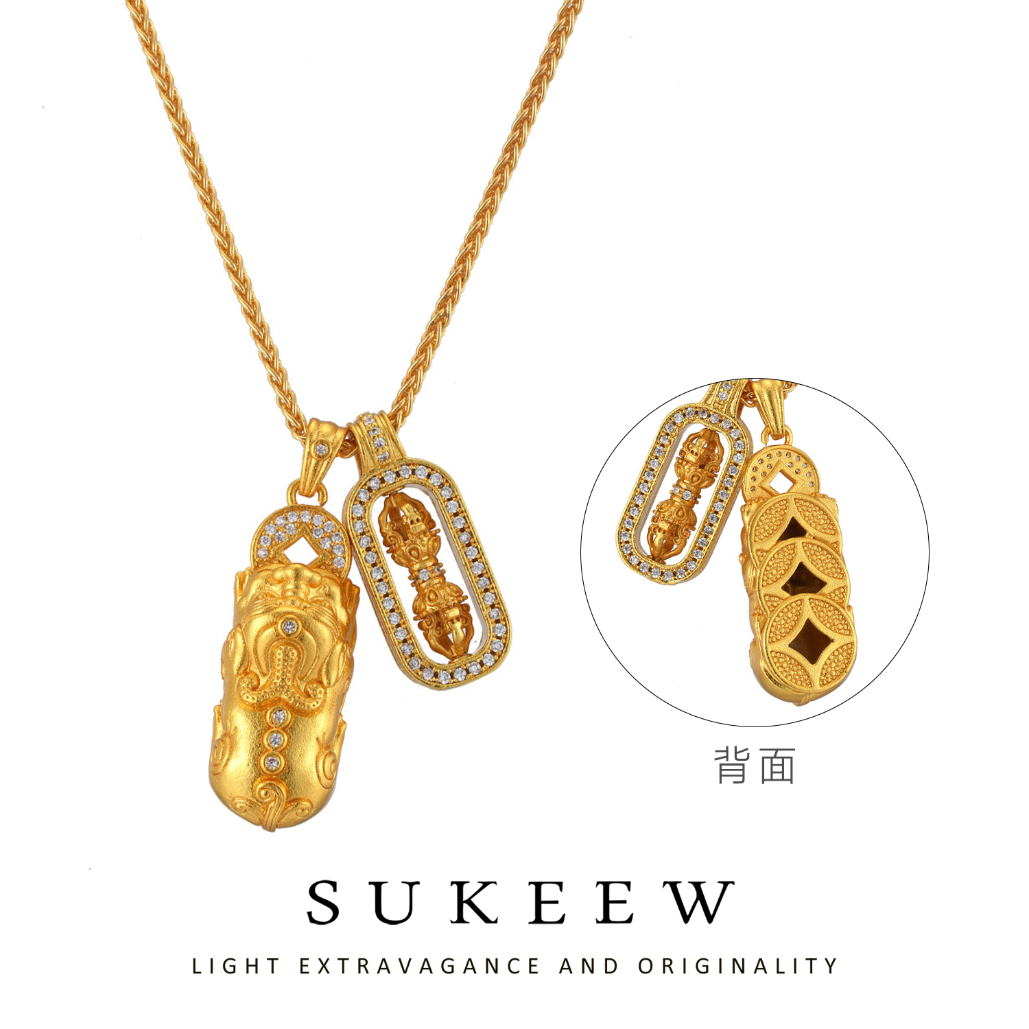 SUKEEW/酥可 镀k金 貔貅轻奢中式优雅项链457116