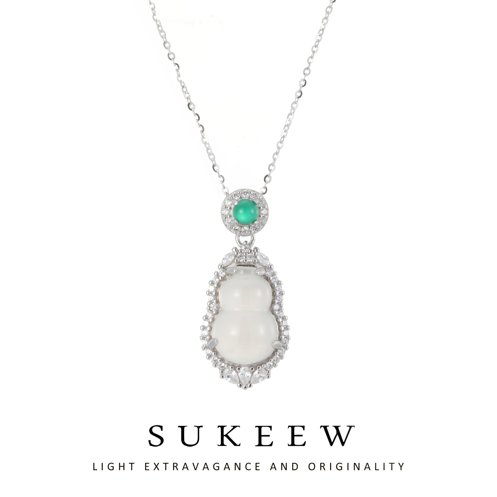 SUKEEW/酥可 坠链均925银合成锆石 新中式轻奢葫芦优雅项链234218