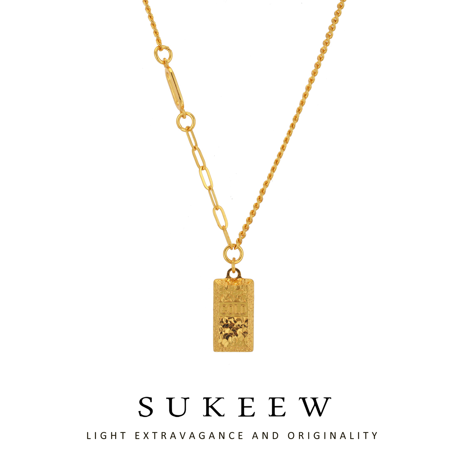 SUKEEW/酥可 镀k金 时尚精致碎冰冰方砖精致项链664122