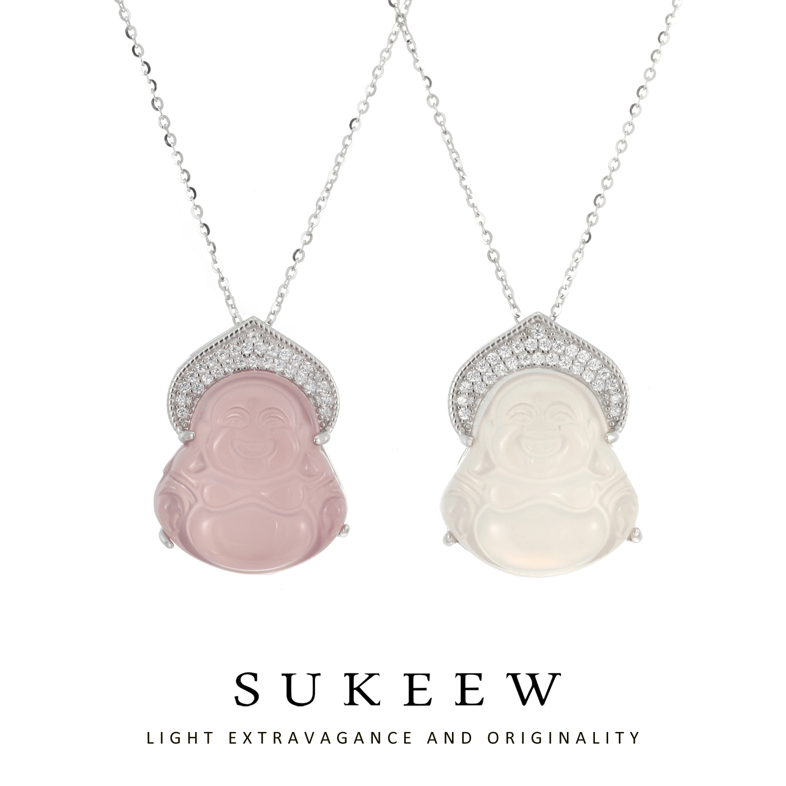 SUKEEW/酥可 坠链均925银 新中式气质轻奢弥勒佛公项链234211