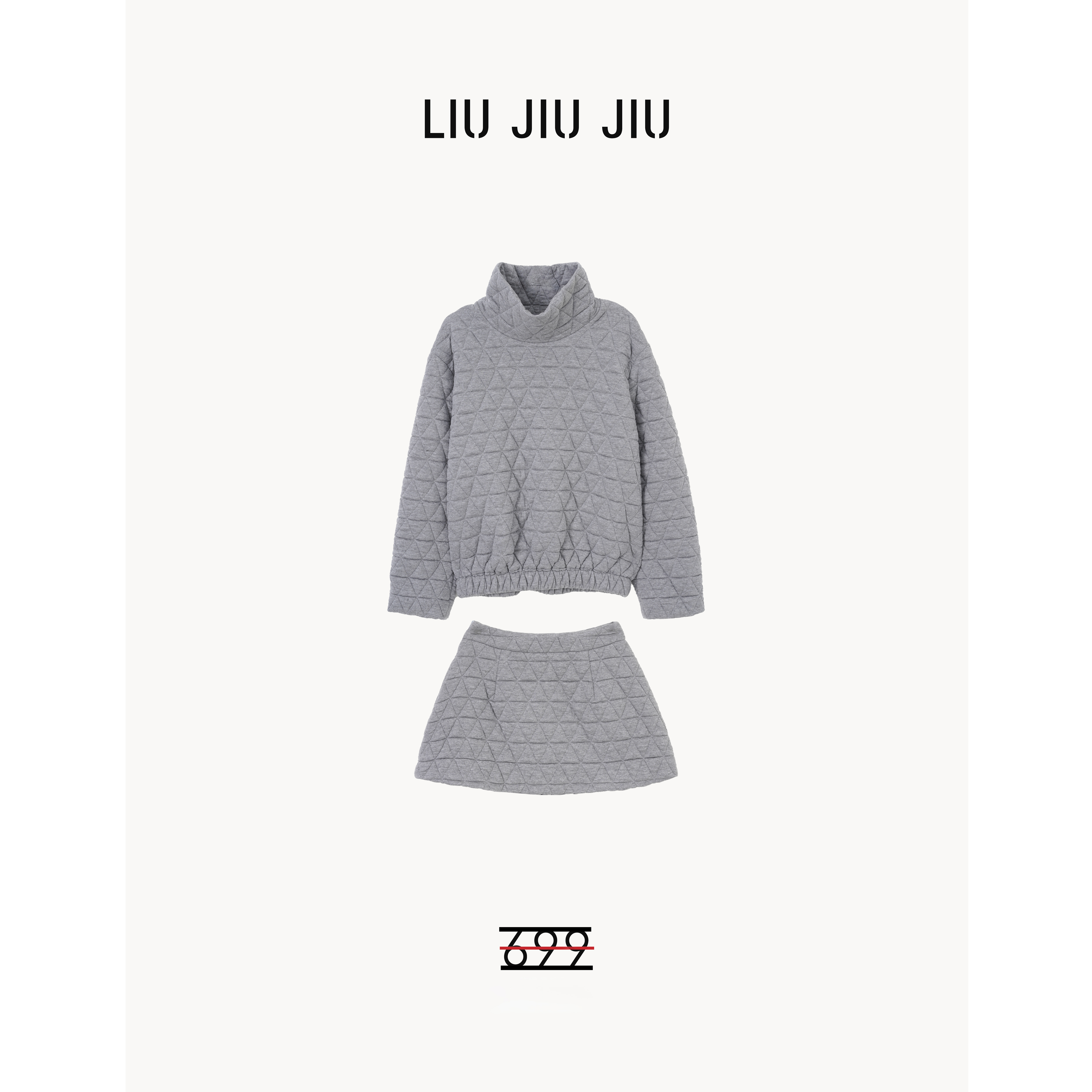 LIUJIUJIU 韩版简约菱格洋气高级感外套+小众设计菱格半裙TZ3024L