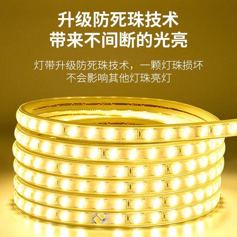 中山220v灯带条led三色变光灯条超亮室内客厅吊顶防水彩色跑马灯